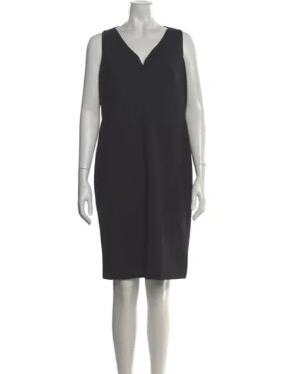 Pre-owned Akris Punto V-neck Knee-length Dress In Black