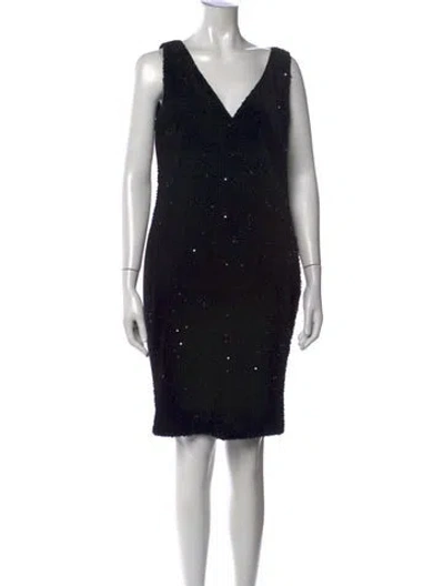 Pre-owned Akris Punto V-neck Knee-length Dress In Black