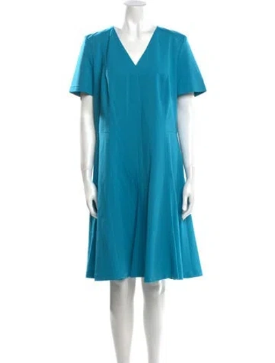 Pre-owned Akris Punto V-neck Knee-length Dress In Blue