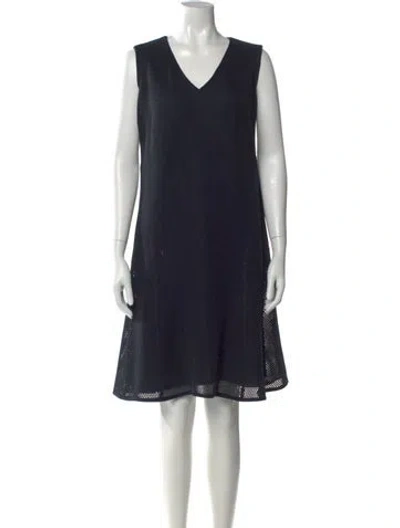 Pre-owned Akris Punto V-neck Knee-length Dress In Blue