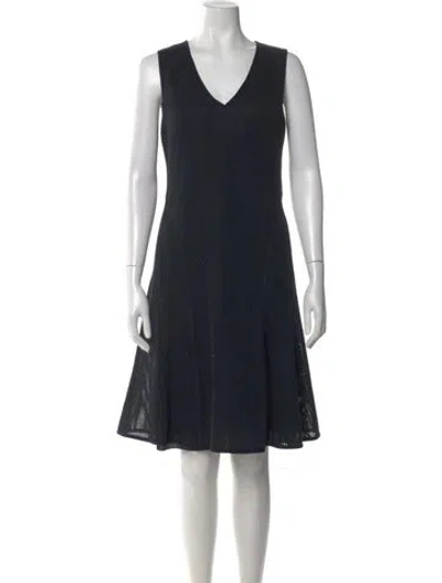 Pre-owned Akris Punto V-neck Knee-length Dress In Blue