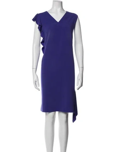 Pre-owned Akris Punto V-neck Knee-length Dress In Blue