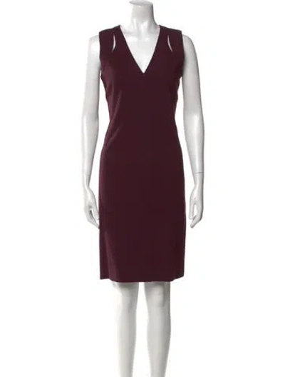 Pre-owned Akris Punto V-neck Knee-length Dress In Burgundy