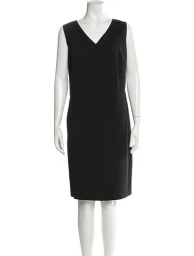 Pre-owned Akris Punto V-neck Knee-length Dress In Gray