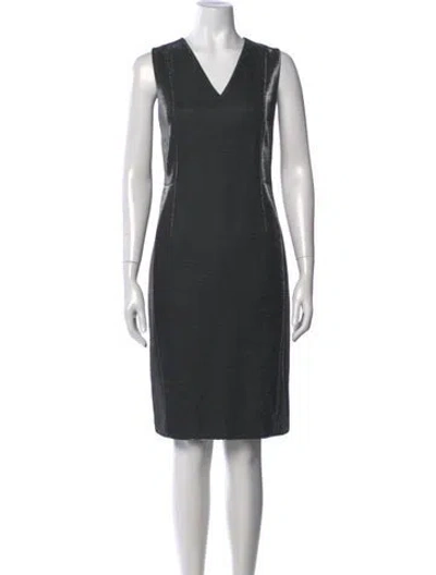 Pre-owned Akris Punto V-neck Knee-length Dress In Gray
