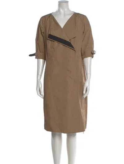 Pre-owned Akris Punto V-neck Knee-length Dress In Neutral