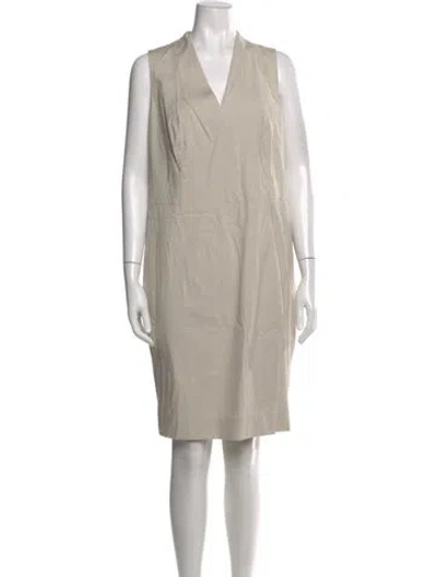 Pre-owned Akris Punto V-neck Knee-length Dress In Neutral