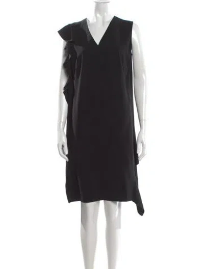 Pre-owned Akris Punto V-neck Knee-length Dress W/ Tags In Black