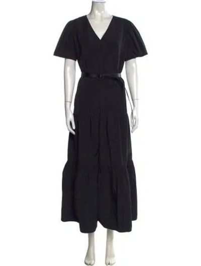 Pre-owned Akris Punto V-neck Long Dress In Black