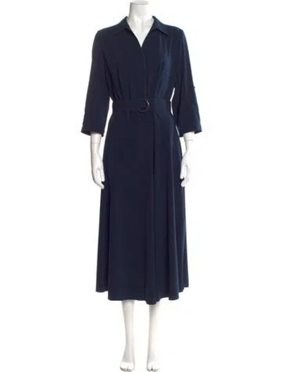 Pre-owned Akris Punto V-neck Long Dress W/ Tags In Blue