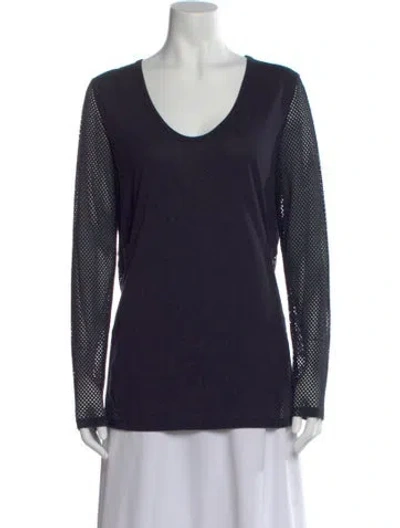 Pre-owned Akris Punto V-neck Long Sleeve T-shirt In Blue