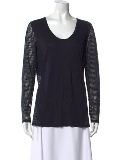 Pre-owned Akris Punto V-neck Long Sleeve T-shirt In Blue