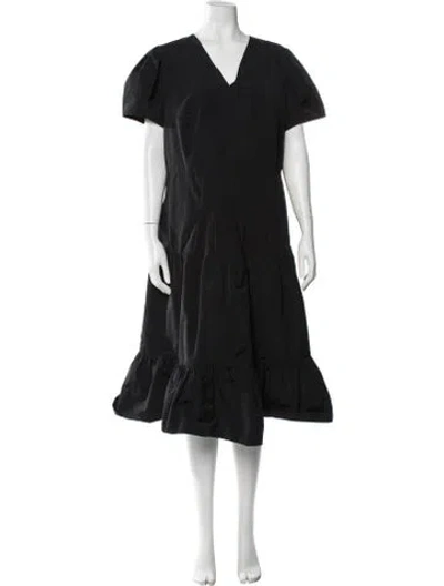 Pre-owned Akris Punto V-neck Midi Length Dress In Black