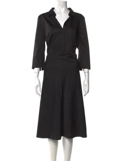 Pre-owned Akris Punto V-neck Midi Length Dress In Black