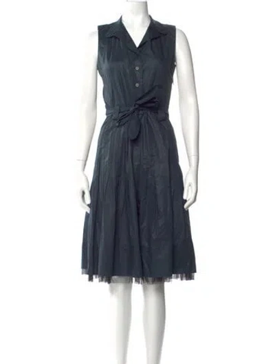 Pre-owned Akris Punto V-neck Midi Length Dress In Blue