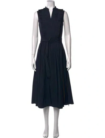 Pre-owned Akris Punto V-neck Midi Length Dress In Blue