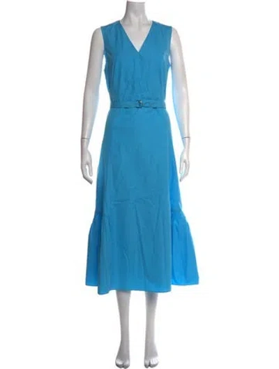 Pre-owned Akris Punto V-neck Midi Length Dress In Blue