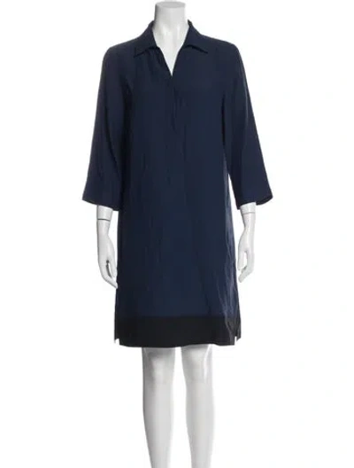Pre-owned Akris Punto V-neck Mini Dress In Blue
