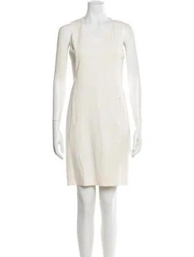 Pre-owned Akris Punto V-neck Mini Dress In White