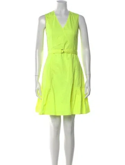 Pre-owned Akris Punto V-neck Mini Dress In Yellow