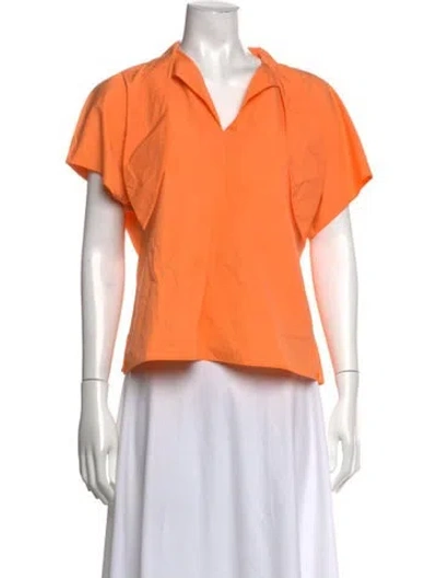 Pre-owned Akris Punto V-neck Short Sleeve Top In Orange