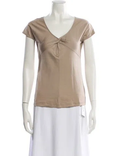 Pre-owned Akris Punto V-neck Short Sleeve T-shirt In Neutral