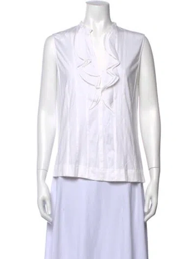 Pre-owned Akris Punto V-neck Sleeveless Blouse In White