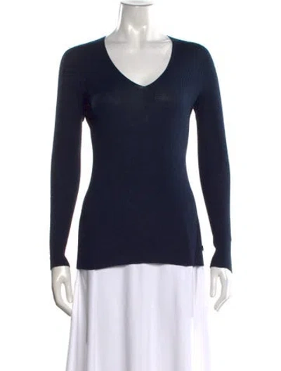 Pre-owned Akris Punto V-neck Sweater In Blue