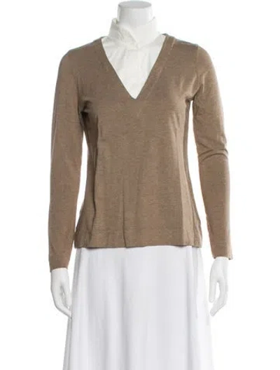 Pre-owned Akris Punto V-neck Sweater In Neutral