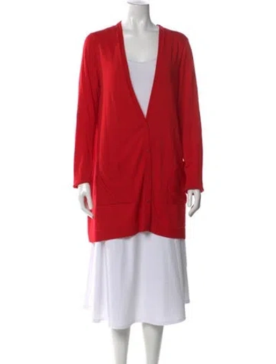 Pre-owned Akris Punto V-neck Sweater In Red