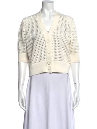 Pre-owned Akris Punto V-neck Sweater In White