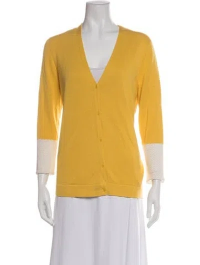 Pre-owned Akris Punto V-neck Sweater In Yellow