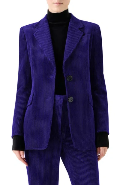 Akris Punto Washed Corduroy Boyfriend Blazer In Blue