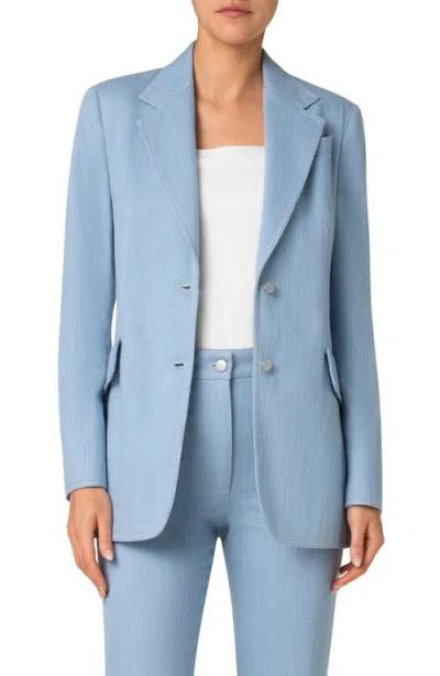 Akris Punto Washed Cotton Denim Blazer In Sky