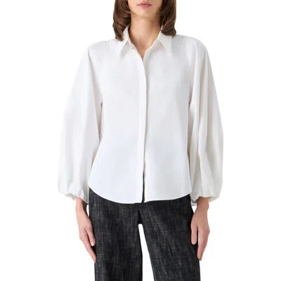 Akris Punto Washed Cotton Stretch Sateen Button-up Shirt In White