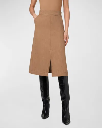 Akris Punto Washed Denim A-line Midi Skirt In Caramel