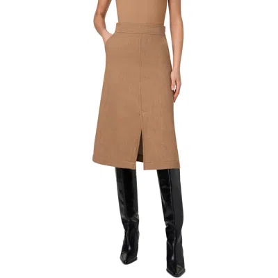 Akris Punto Washed Denim A-line Skirt In Black-caramel