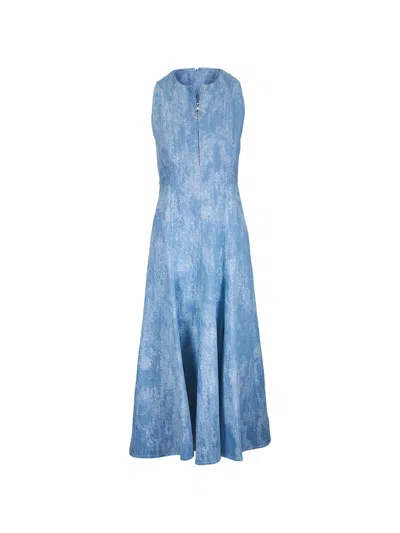 Akris Punto Washed Denim Jacquard Midi Dress In Blue