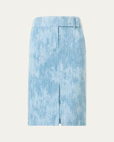 Akris Punto Washed Jacquard Denim Pencil Skirt In Blue