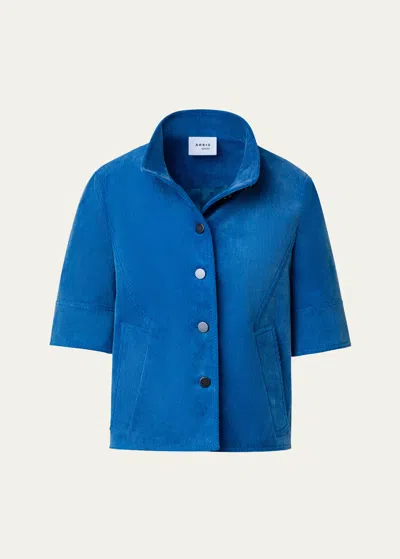 Akris Punto Washed Stretch Corduroy Short Jacket In Smoky Blue
