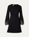 Akris Punto Waved Lace Cuff Jersey Mini Dress In Black