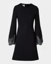 Akris Punto Waved Lace Cuff Jersey Mini Dress In Black