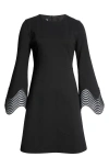 Akris Punto Waved Lace Cuff Jersey Mini Dress In Black