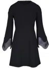 Akris Punto Waved Lace Cuff Jersey Mini Dress In Schwarz