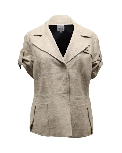 Akris Punto Wide Collar Jacket In Beige Silk