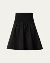 Akris Punto Wide Waistband Cotton Poplin Skirt In Black