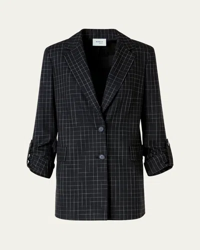 Akris Punto Windowpane Check Single-breasted Jacket In Black