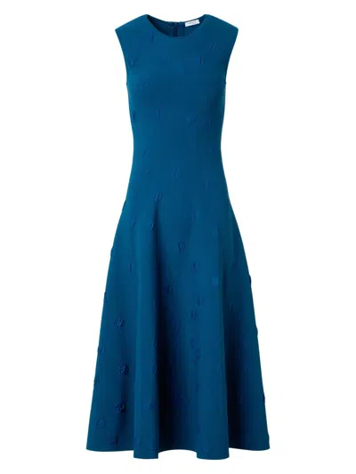 Akris Punto Women's 3d Dot Knit Fit & Flare Midi-dress In Blue
