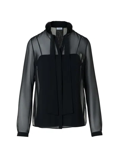 Akris Punto Women's 3d Dot Techno Georgette Bow Tie Blouse In Black