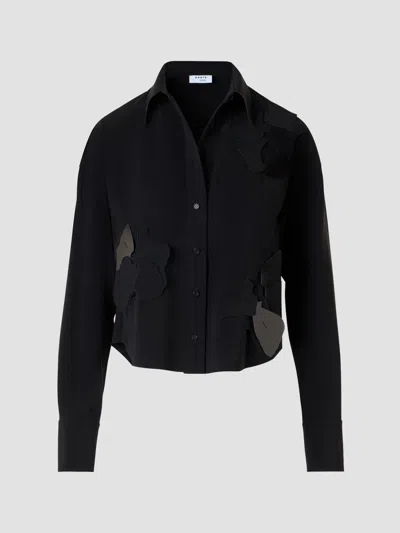Akris Punto Women's 3d Floral Patch Blouse In Black